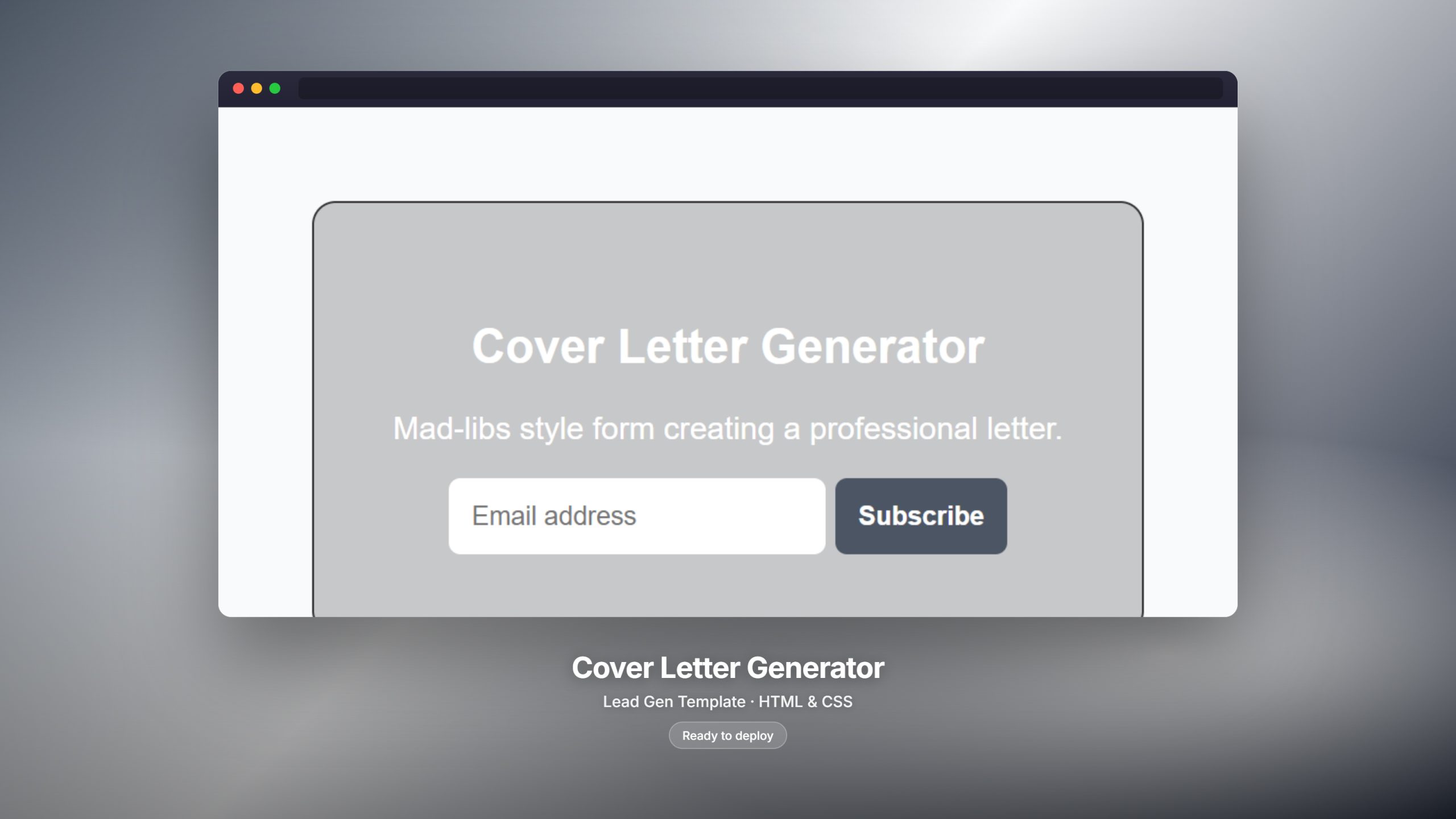 Cover Letter Generator